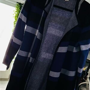 Stylish Striped Cardigan - Blue and Black
